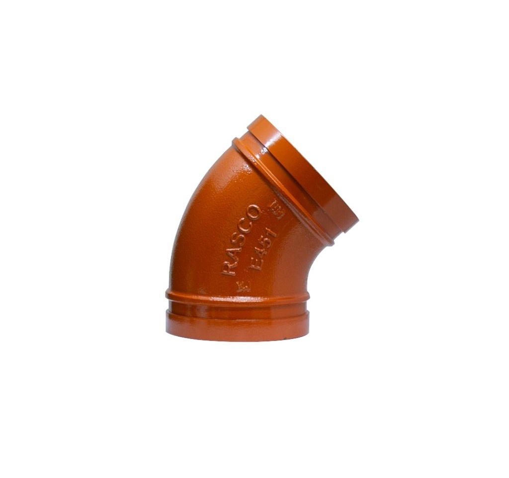 CODO RANURADO DE 2-1/2" X 45º HIERRO DUCTIL