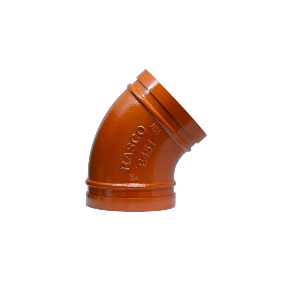 CODO RANURADO DE 2-1/2" GALVANIZADO, DE 45°
