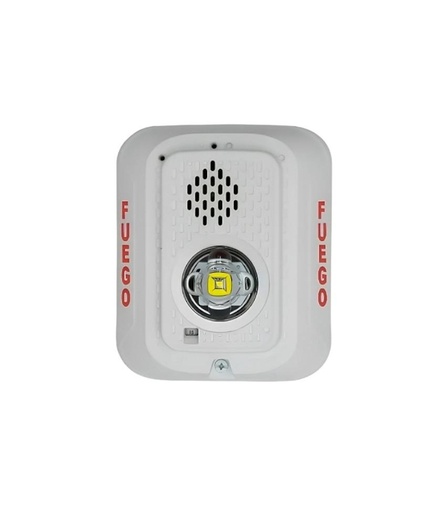 [P2WLED-SP] ALTAVOZ/ LUZ ESTROBOSCÓPICA LED DE 2W PARED BLANCA 4X4 FUEGO